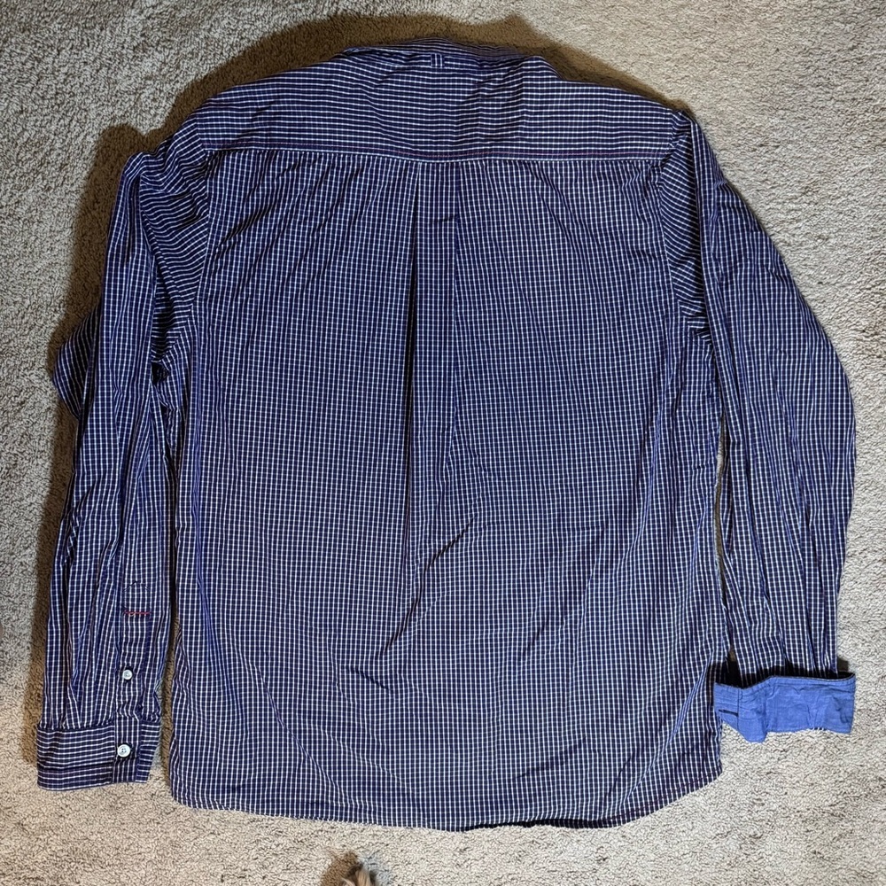 Descendant of Thieves Men’s Slim Fit Dress Shirt Purple Check Long Sleeve XL - Picture 5 of 5